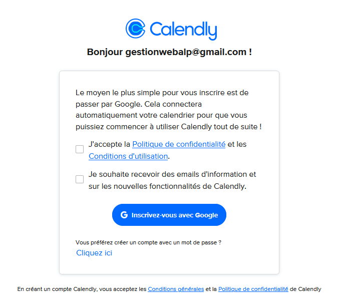 Inscription via google vs